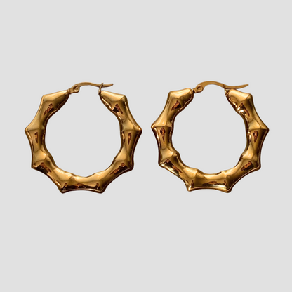 Bamboo 18k Gold Hoop Earrings - GRISÉ NYC 6