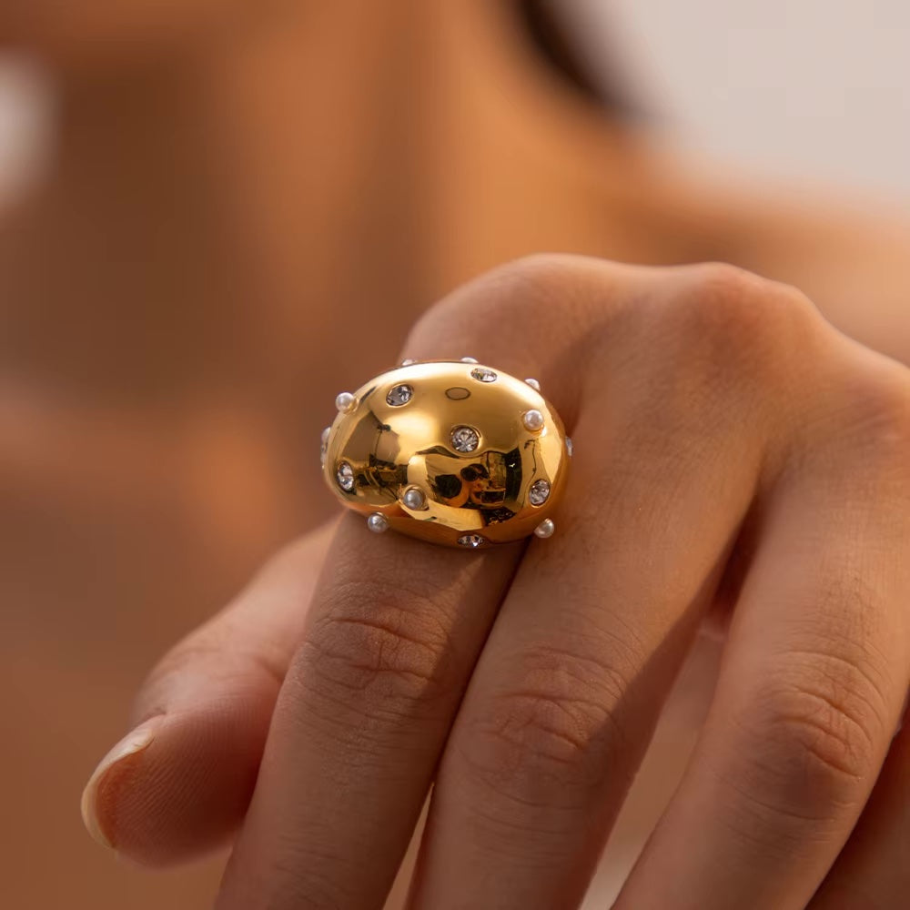 XL Teardrop 18k Gold Pearl Ring - Premium Rings from GRISE NYC - Just $54! Shop now at GRISÉ NYC