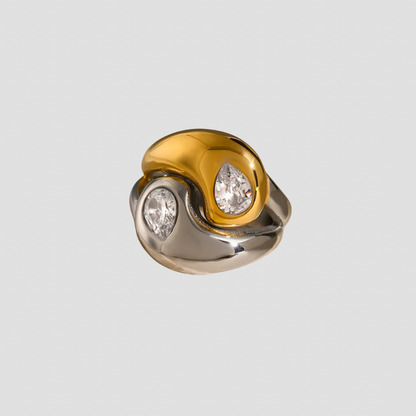 2-Tone Ying Yang Gemstone Ring by GRISÉ NYC 