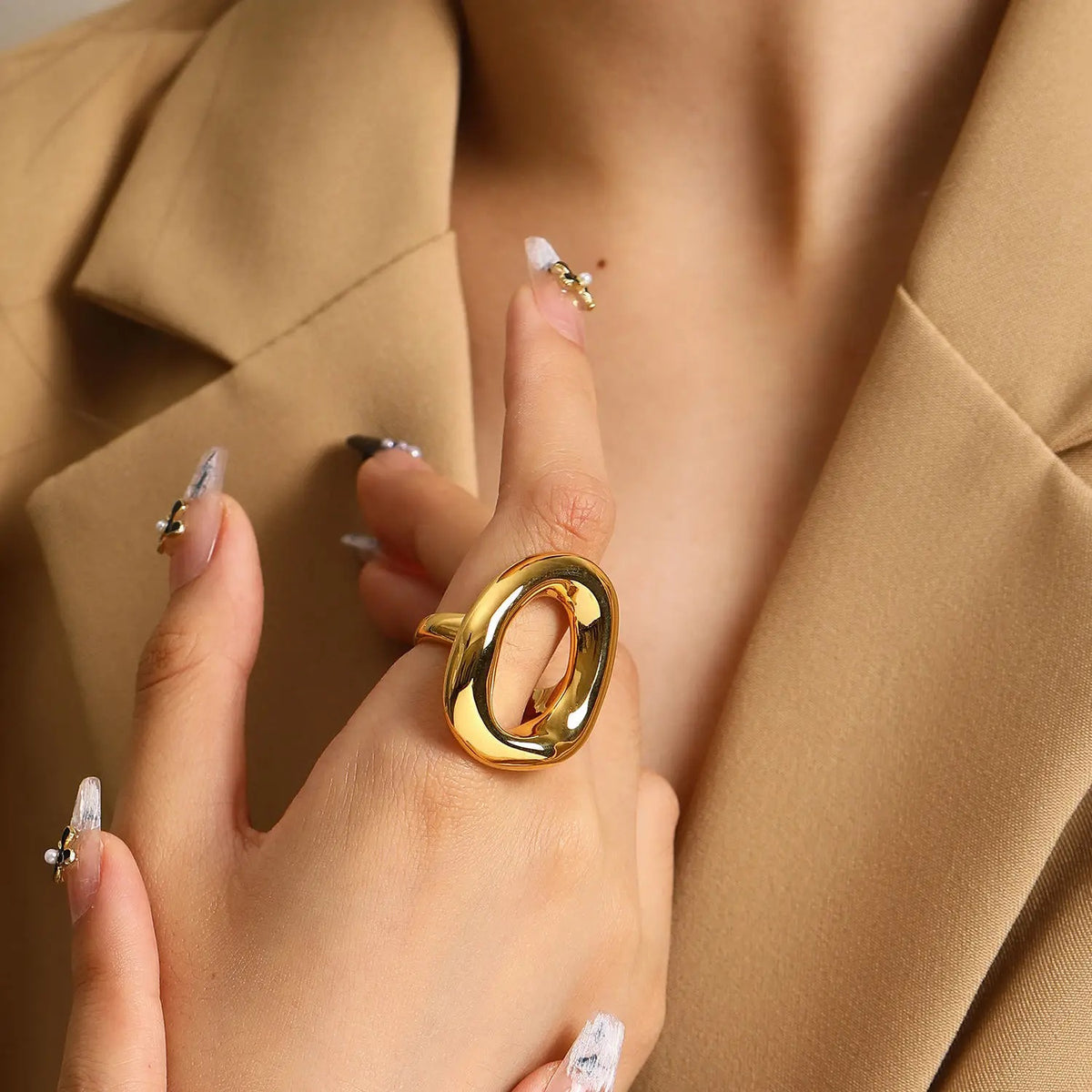 XL Oblong 18k Gold Ring - Premium Rings from Grise NYC - Just $58! Shop now at GRISÉ NYC