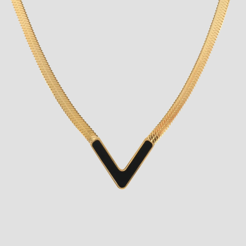 Black V 18k Gold Snake Necklace - Premium Necklaces from GRISE NYC - Just $56! Shop now at GRISÉ NYC