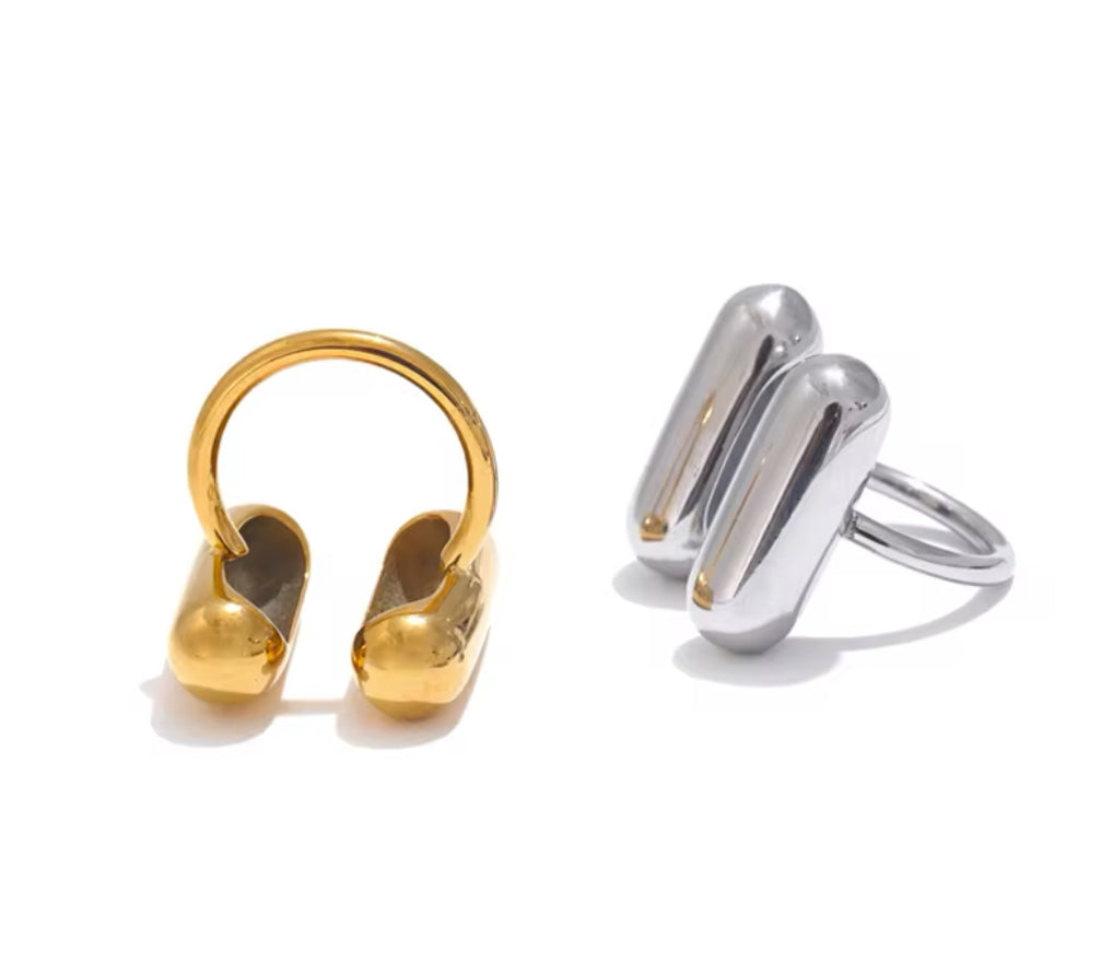 Double Pill 18k Gold Ring - Premium Rings from GRISE NYC - Just $52! Shop now at GRISÉ NYC