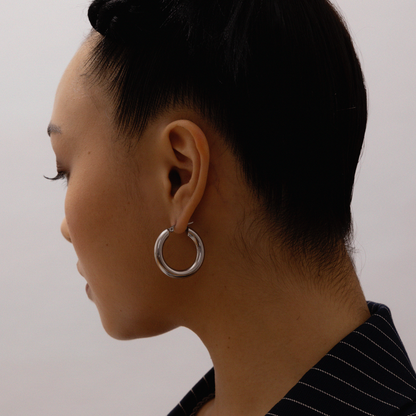 Large Stainless Steel Hoop Earrings - 30mm - GRISÉ NYC 5