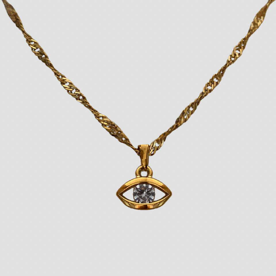 Evil Eye Gem Pendant Twisted Necklace - Premium Necklaces from GRISE NYC - Just $58! Shop now at GRISÉ NYC