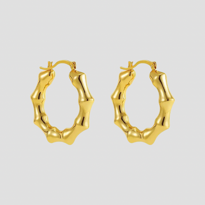 Bamboo 18k Gold Hoop Earrings