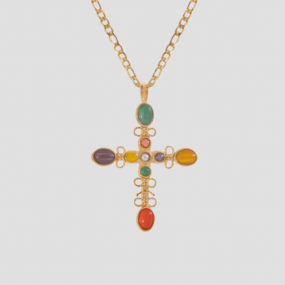 Multi Stone Cross Pendant Necklace - Premium Necklaces from GRISE NYC - Just $58! Shop now at GRISÉ NYC