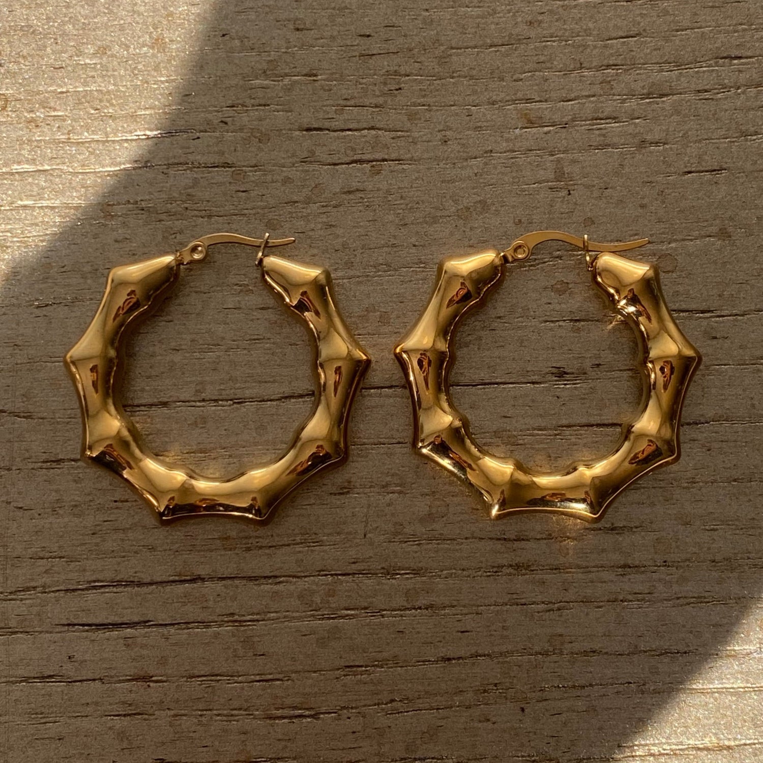 Bamboo 18k Gold Hoop Earrings