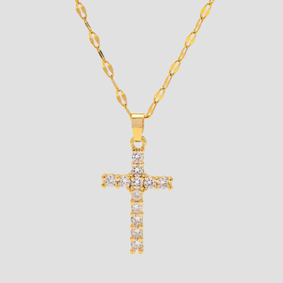 Gemstone Cross Pendant 18k Gold Necklace - Premium Necklaces from GRISE NYC - Just $60! Shop now at GRISÉ NYC