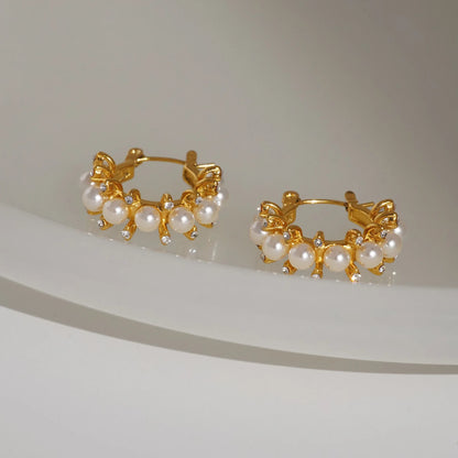 Adorned Pearl Hoop Earrings