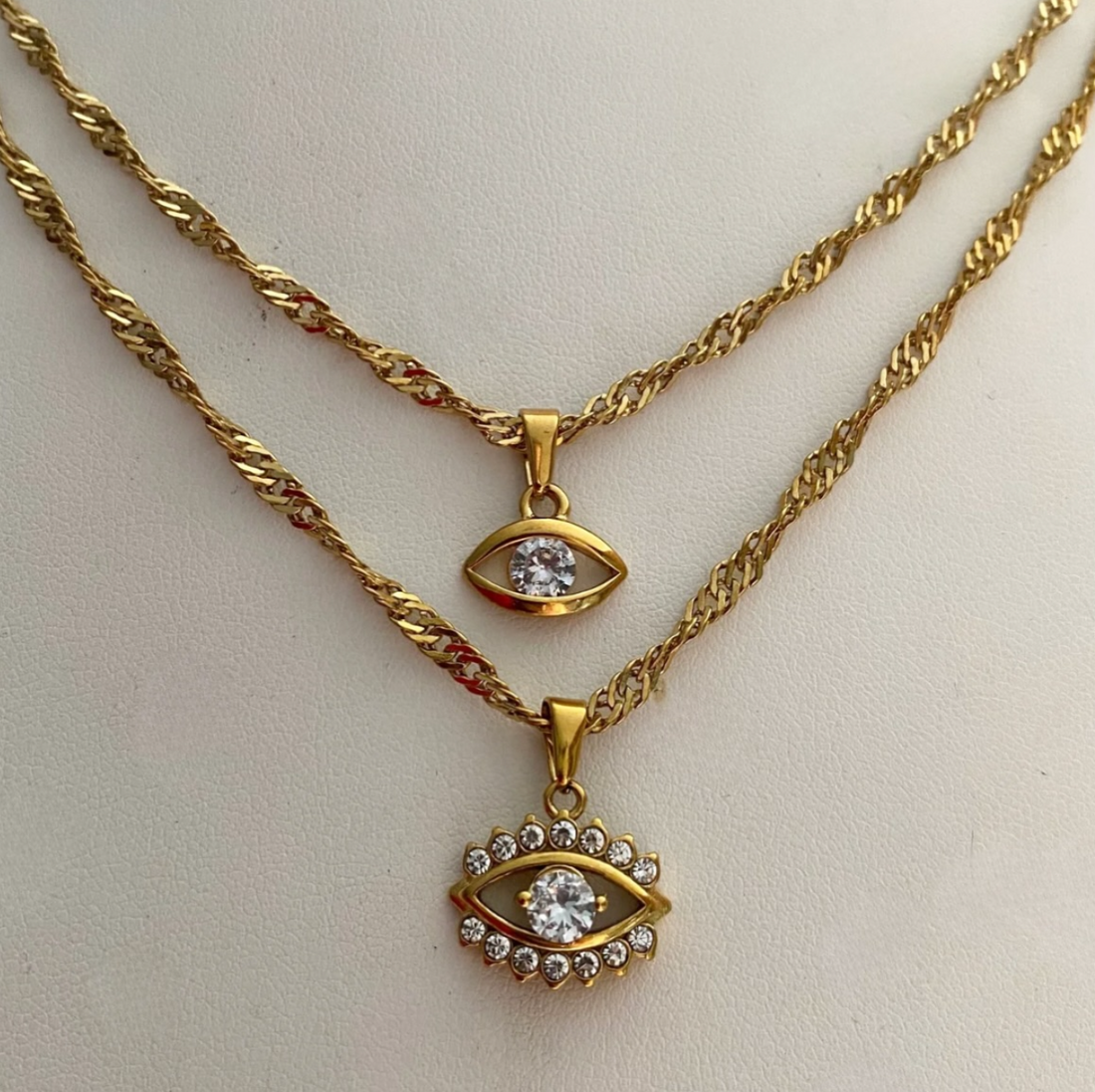 Gemstone Evil Eye Pendant Twisted Necklace - Premium Necklaces from GRISE NYC - Just $62! Shop now at GRISÉ NYC