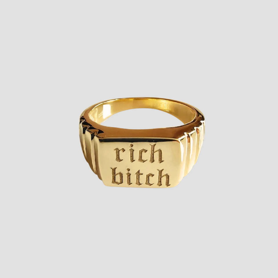 Rich Bitch 18k Gold Signet Ring - Premium Rings from GRISE NYC - Just $60! Shop now at GRISÉ NYC