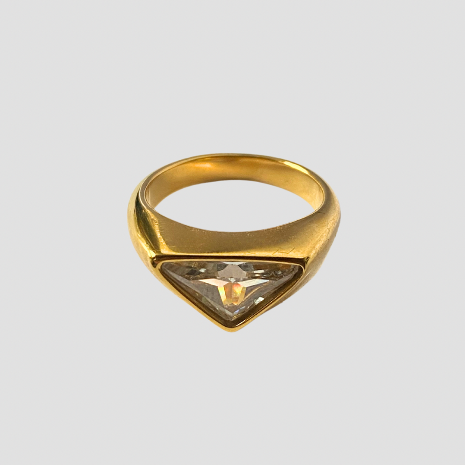 Triangle Gemstone 18k Gold Ring - Premium Rings from GRISE NYC - Just $62! Shop now at GRISÉ NYC