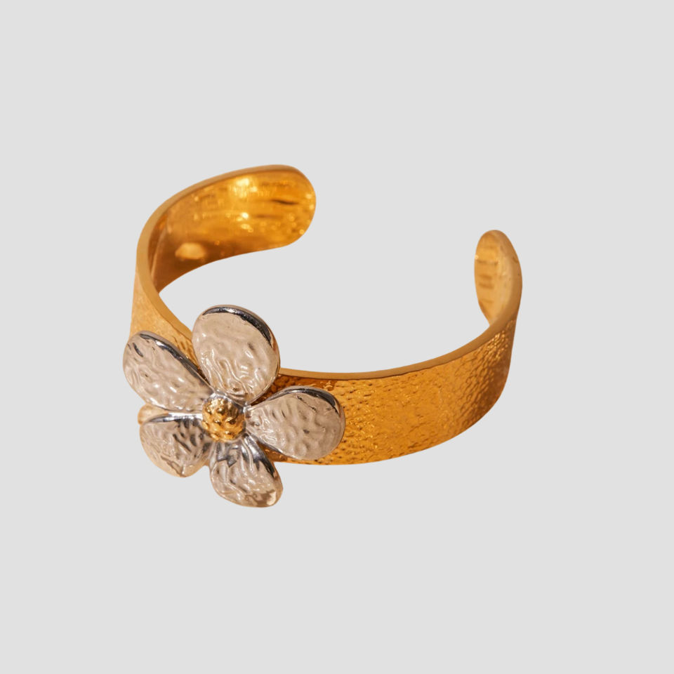 2-Tone Floral Cuff Bracelet