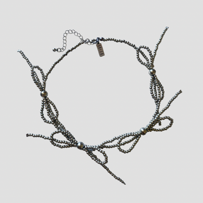 Beaded Croquette Bow Choker Necklace - GRISÉ NYC 1