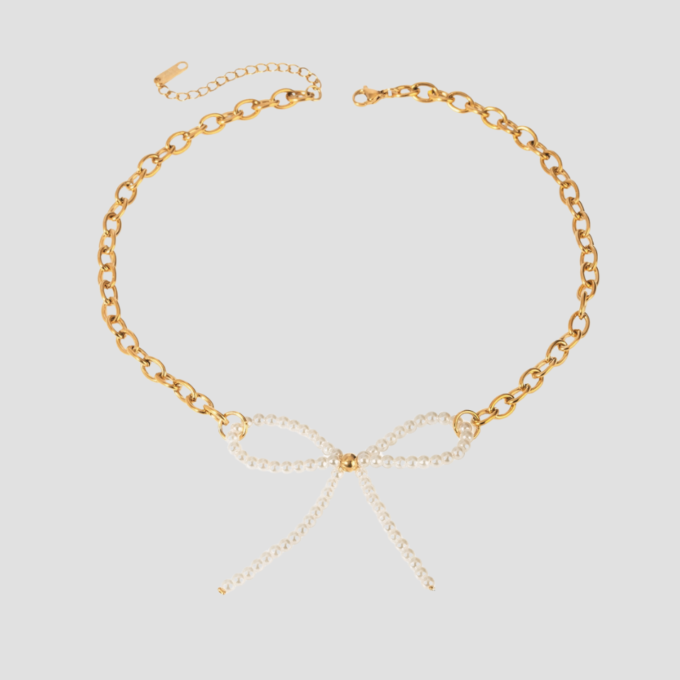 Pearl Bow Pendant Choker Necklace - Premium Necklaces from GRISE NYC - Just $48! Shop now at GRISÉ NYC