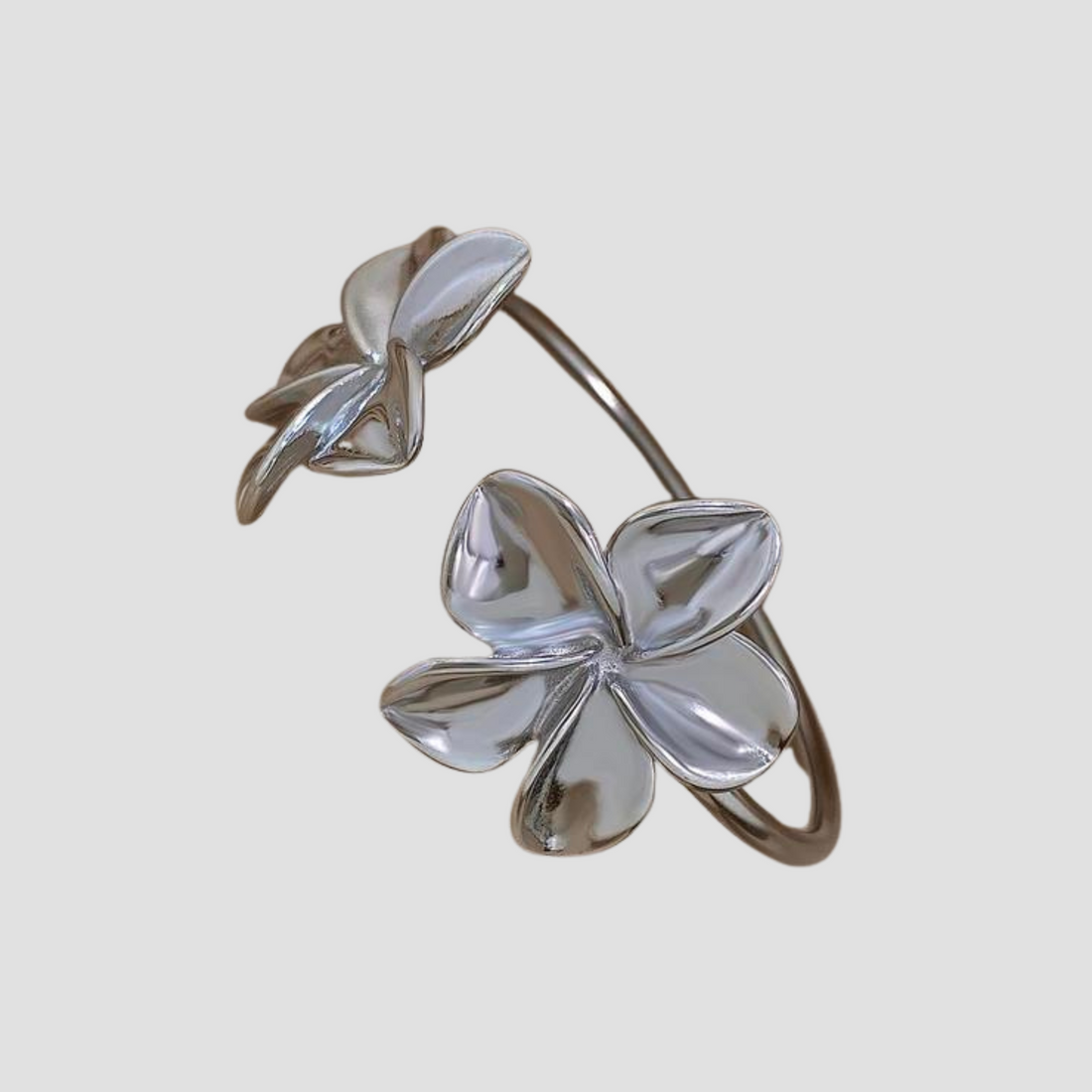 Steel Flower Open Cuff Bracelet