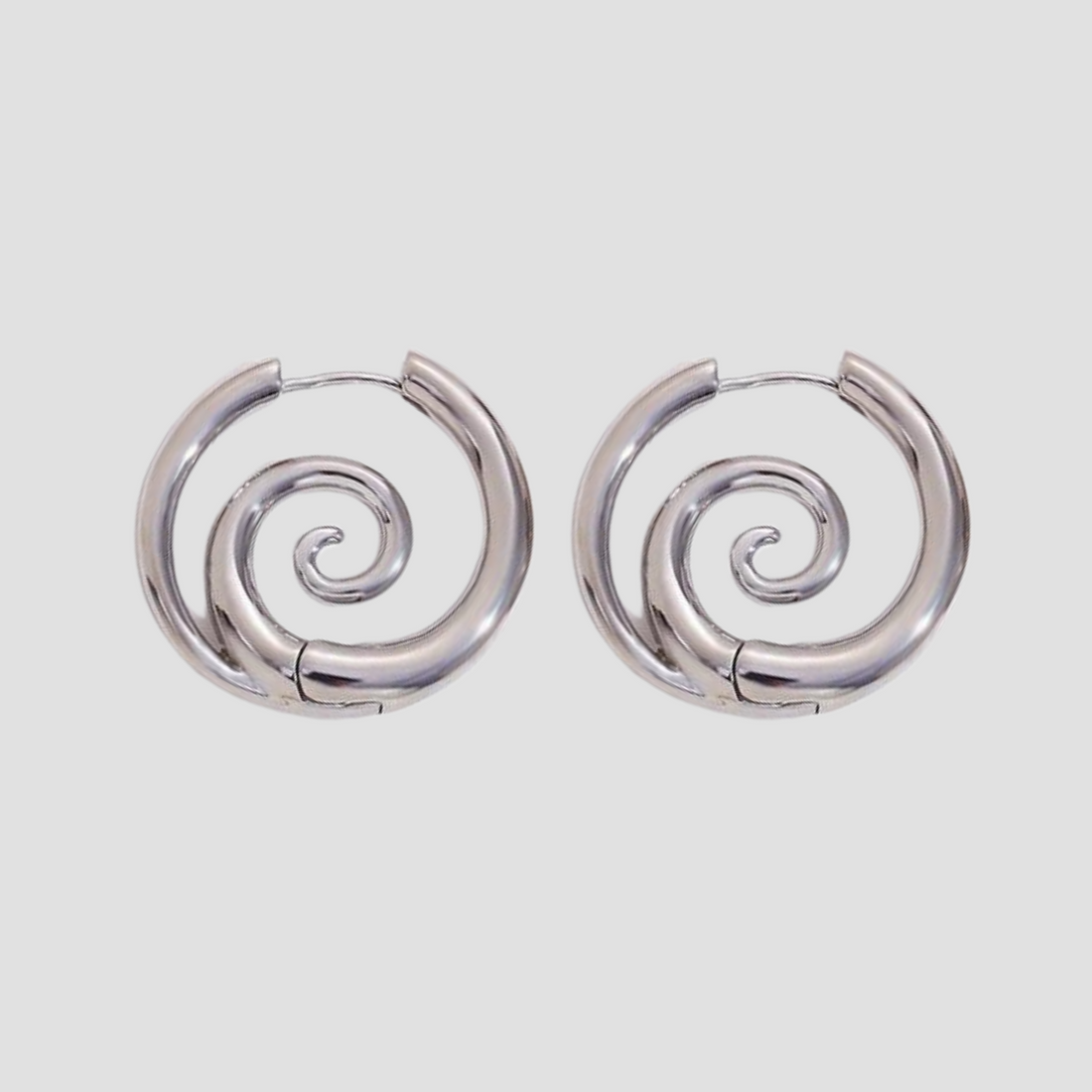 Swirl Stainless Steel Hoop Earrings - Premium Earrings from GRISE NYC - Just $56! Shop now at GRISÉ NYC