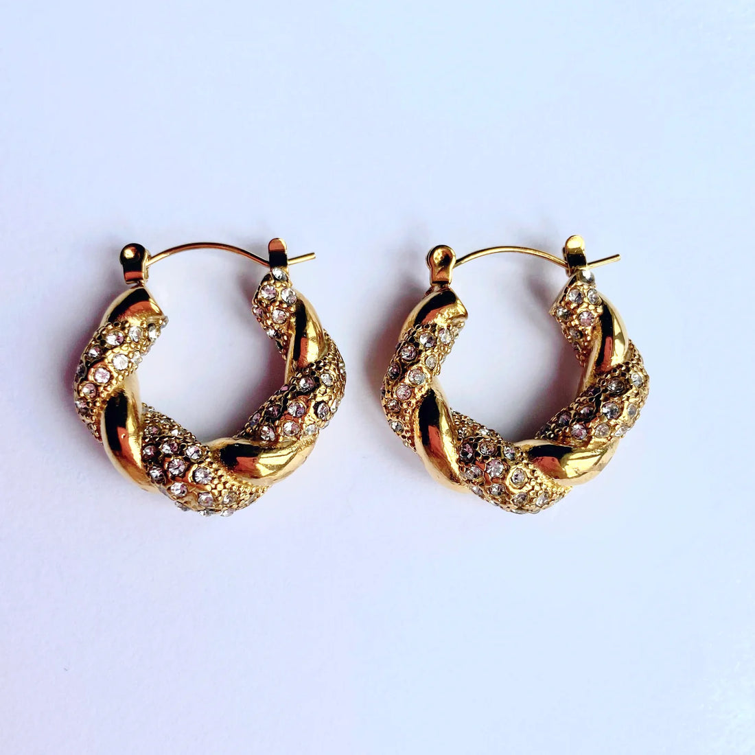 Cuban Zirconia Twisted 18k Gold Hoop Earrings - Premium Earrings from GRISE NYC - Just $56! Shop now at GRISÉ NYC