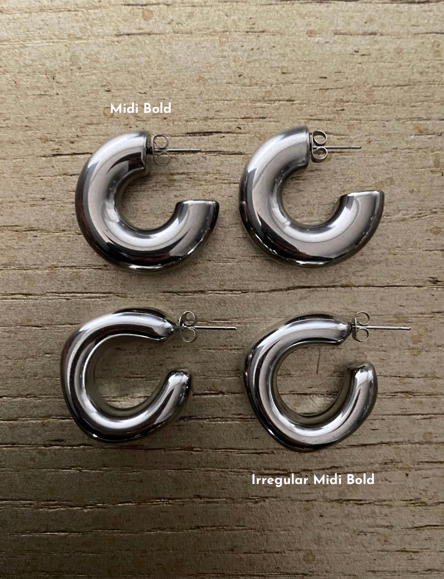 Irregular Midi Bold Steel Earrings