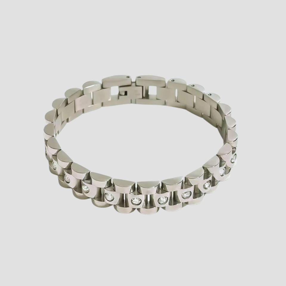 Gemstone Link Stainless Steel Band Bracelet - GRISÉ NYC 2