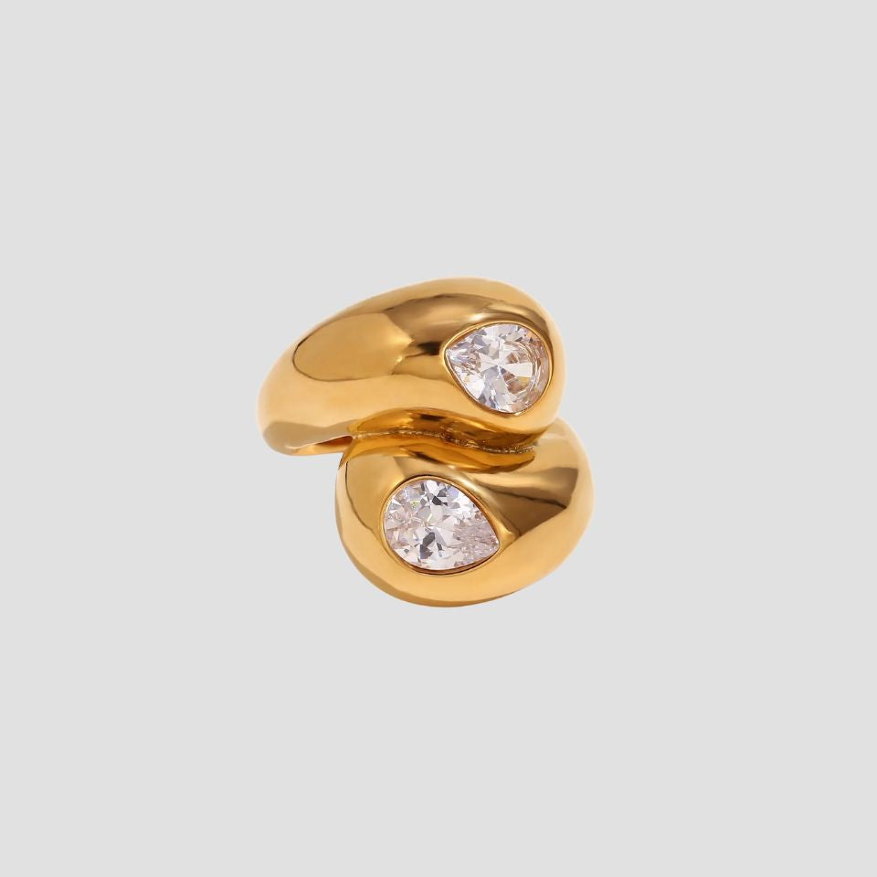 Gemstone Crossover 18k Gold Ring