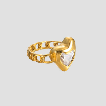 Gemstone Heart Link Ring - GRISÉ NYC 4