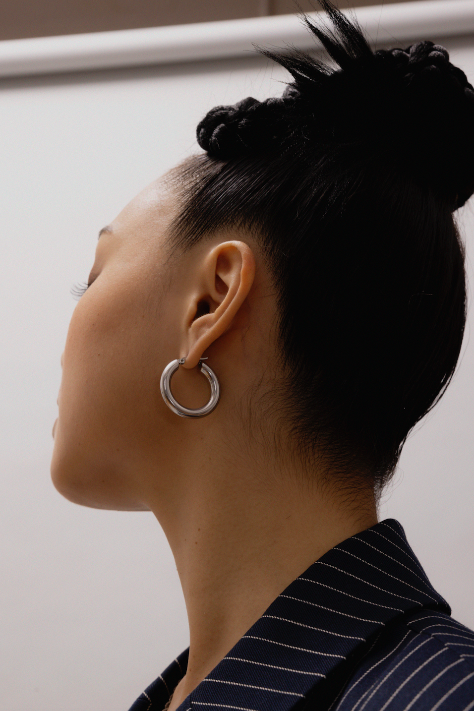 Large Stainless Steel Hoop Earrings - 30mm - GRISÉ NYC 