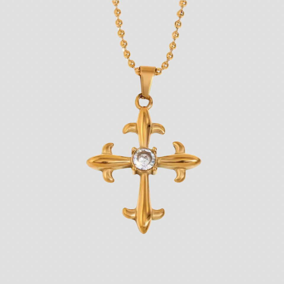 Lumiere Cross Pendant 18k Gold Necklace - GRISÉ NYC 1