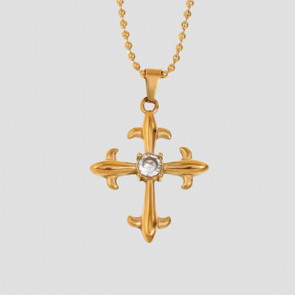 Lumiere Cross Pendant 18k Gold Necklace - GRISÉ NYC 1