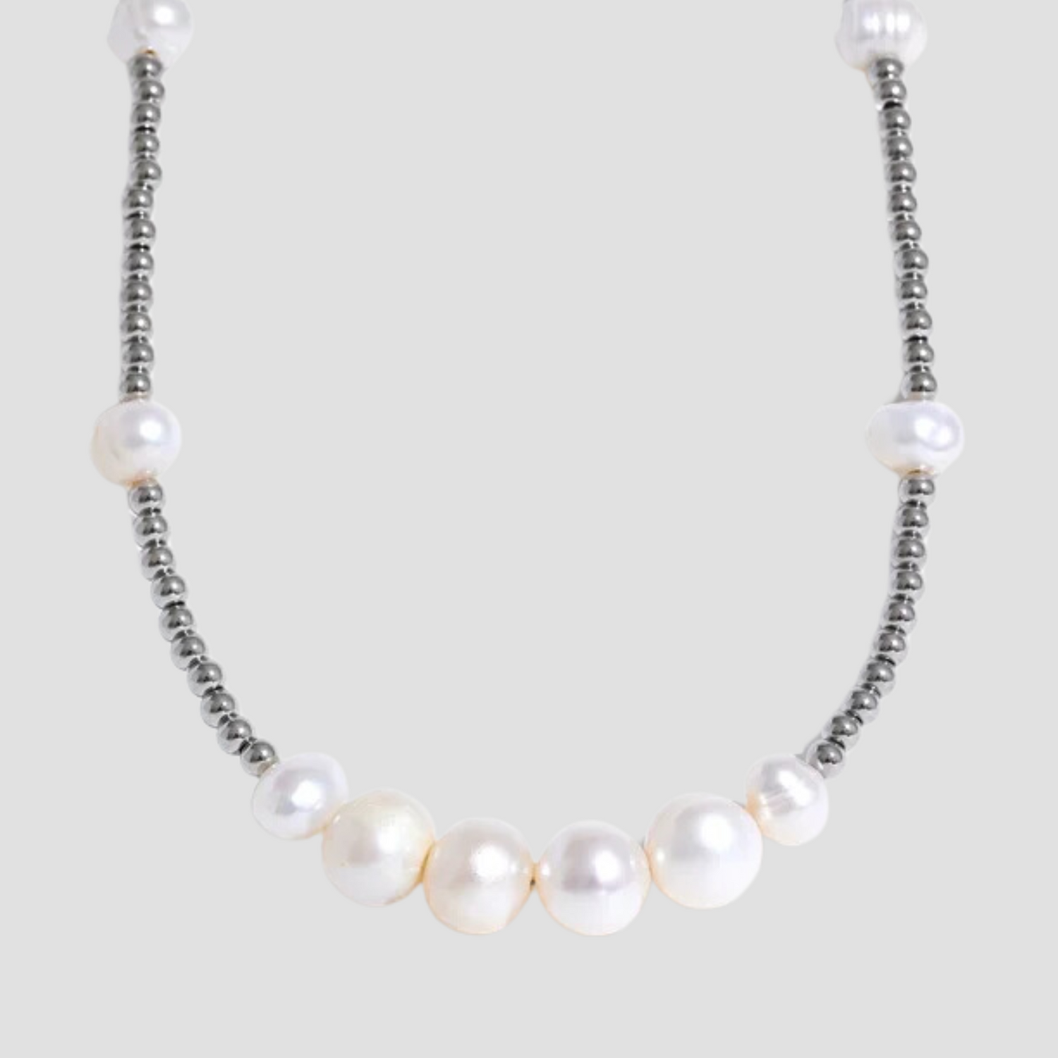 Multi Freshwater Pearl Steel Bead Necklace - GRISÉ NYC 1