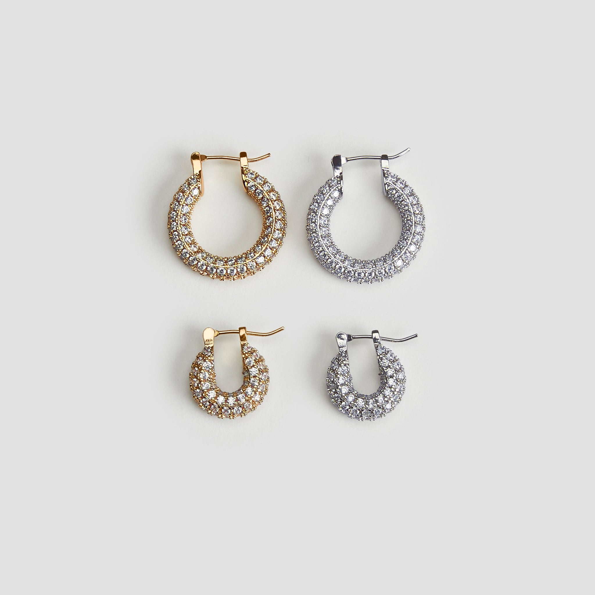 Iced Pavé Medium Steel Hoop Earrings - GRISÉ NYC 2