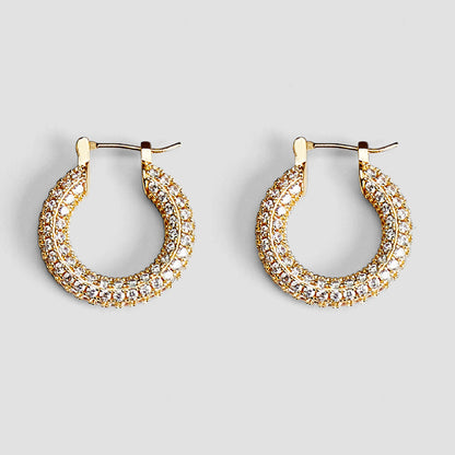 Iced Pavé 18k Gold Medium Hoop Earrings - GRISÉ NYC 1