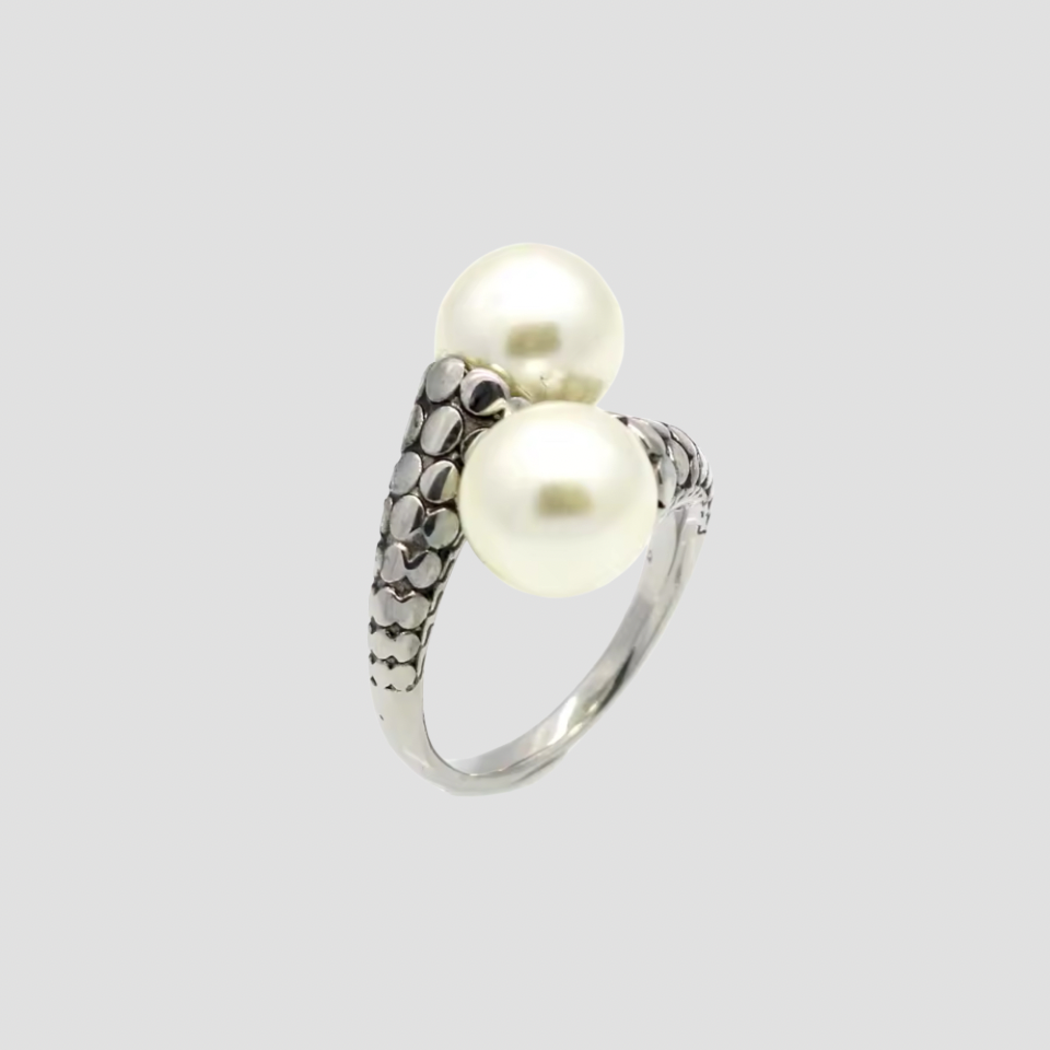 Pearl Crossover Steel Ring by GRISÉ NYC 