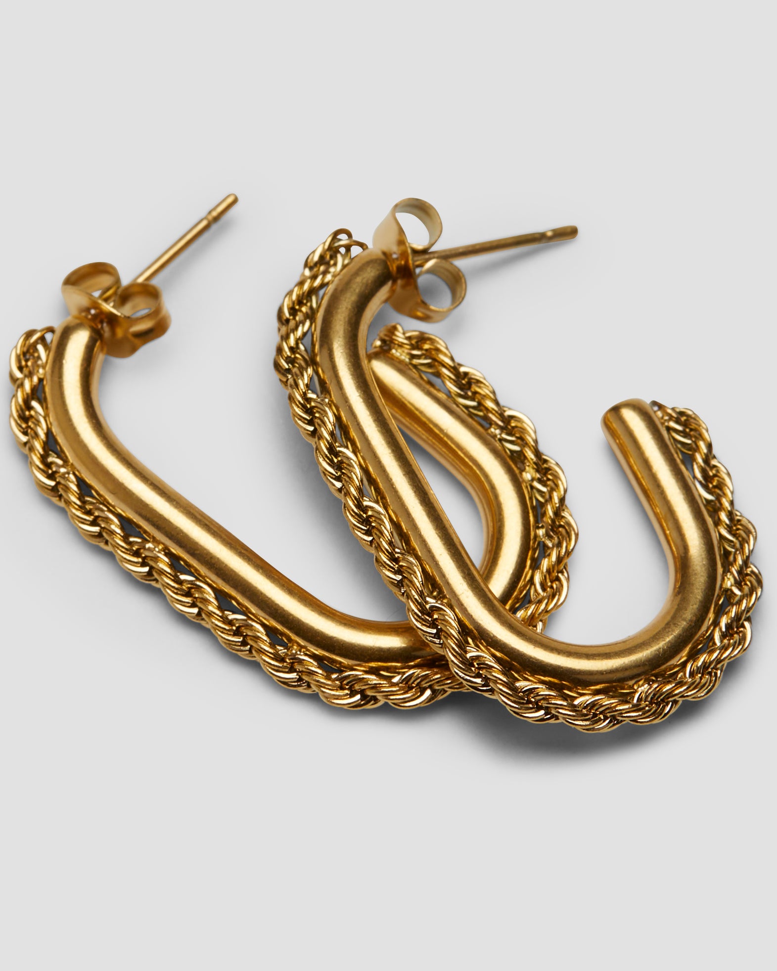 Midi Rope Chain Earrings - Gold - GRISÉ NYC 2