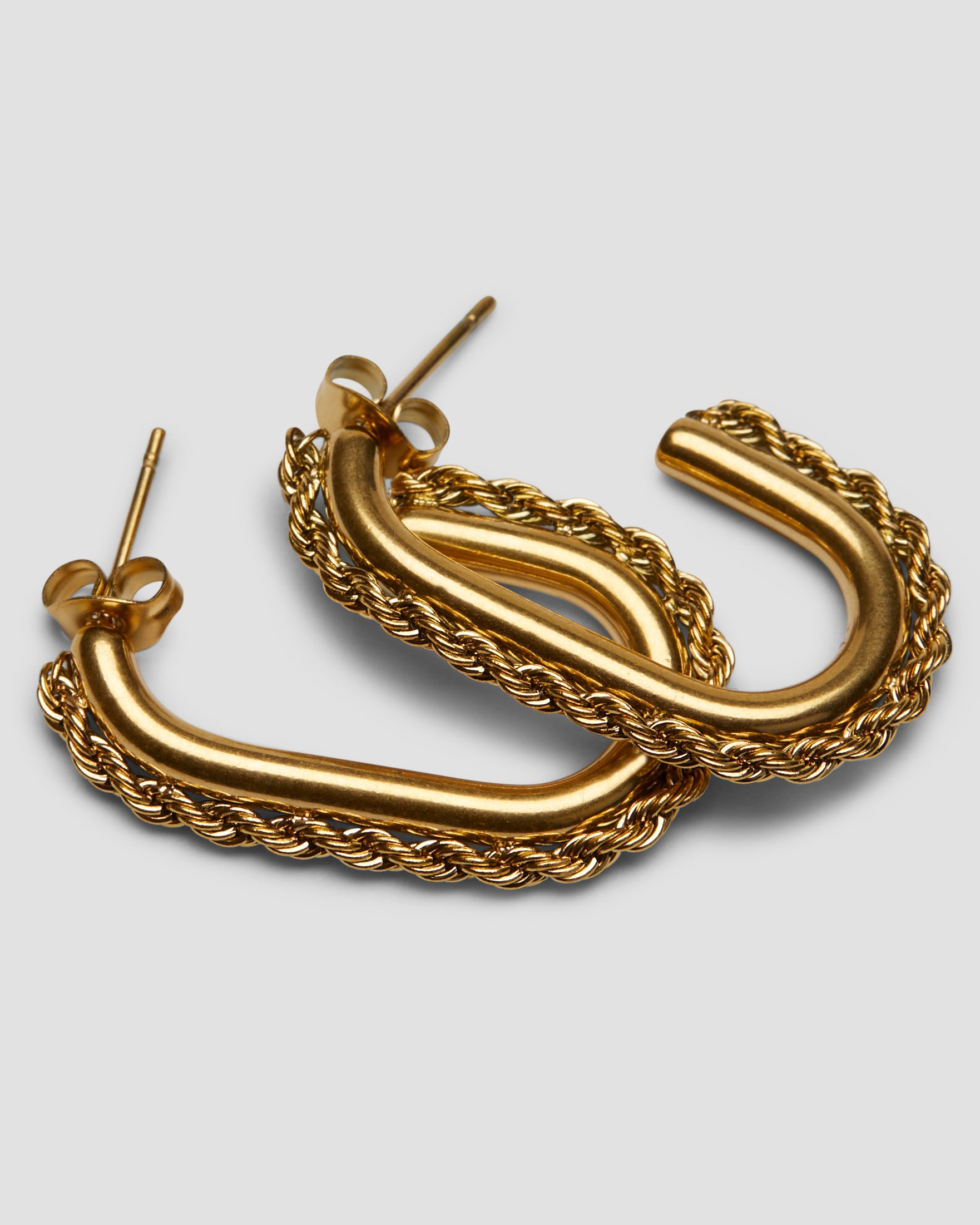 Midi Rope Chain Earrings - Gold - GRISÉ NYC 3