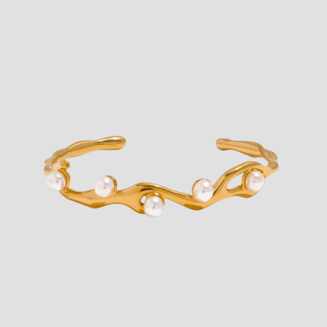 Rugged Pearl 18k Gold Cuff Bracelet