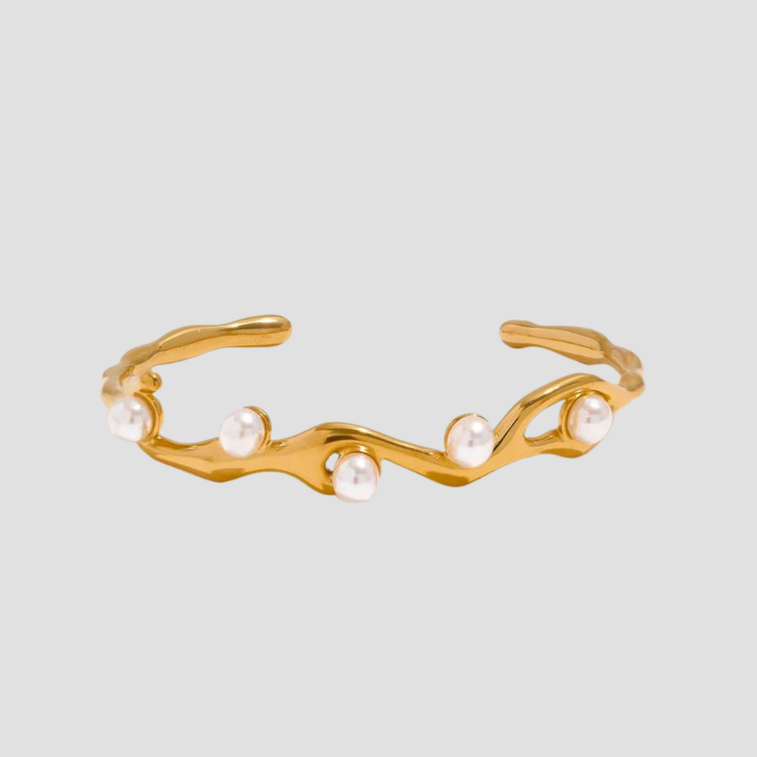 Rugged Pearl 18k Gold Cuff Bracelet - Premium Bracelets from GRISE NYC - Just $64! Shop now at GRISÉ NYC