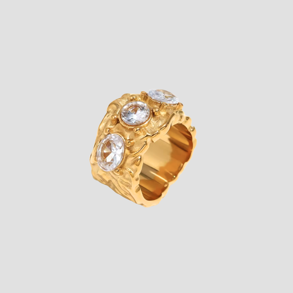 Rugged Gemstone 18k Gold Ring