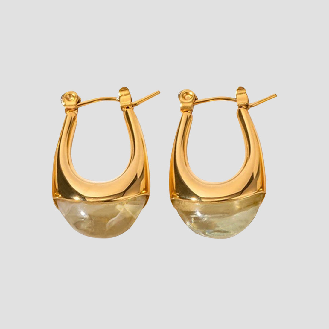 Resin Oval Teardrop Earrings - Sage/Gold - GRISÉ NYC 1