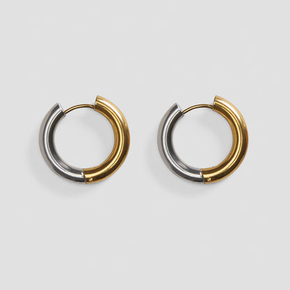 Stainless Steel 2-Tone Gold Hoops Earrings - GRISÉ NYC 1