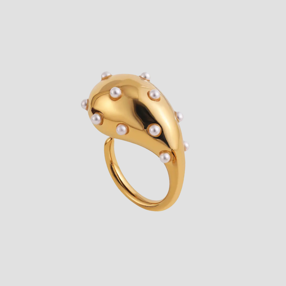 Teardrop 18k Gold Pearl Ring - GRISÉ NYC 