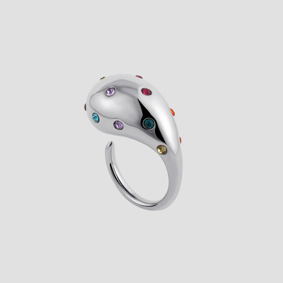 Teardrop Rainbow CZ Stainless Steel Ring - GRISÉ NYC 1