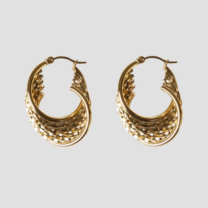 Irregular Twist 18k Gold Oval Earrings - GRISÉ NYC 1