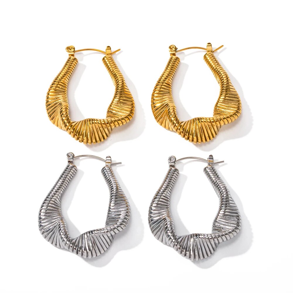 18k Gold Twist Geometric Earrings