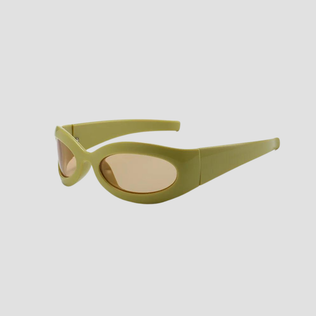 Futuristic Olive-Beige Sunglasses