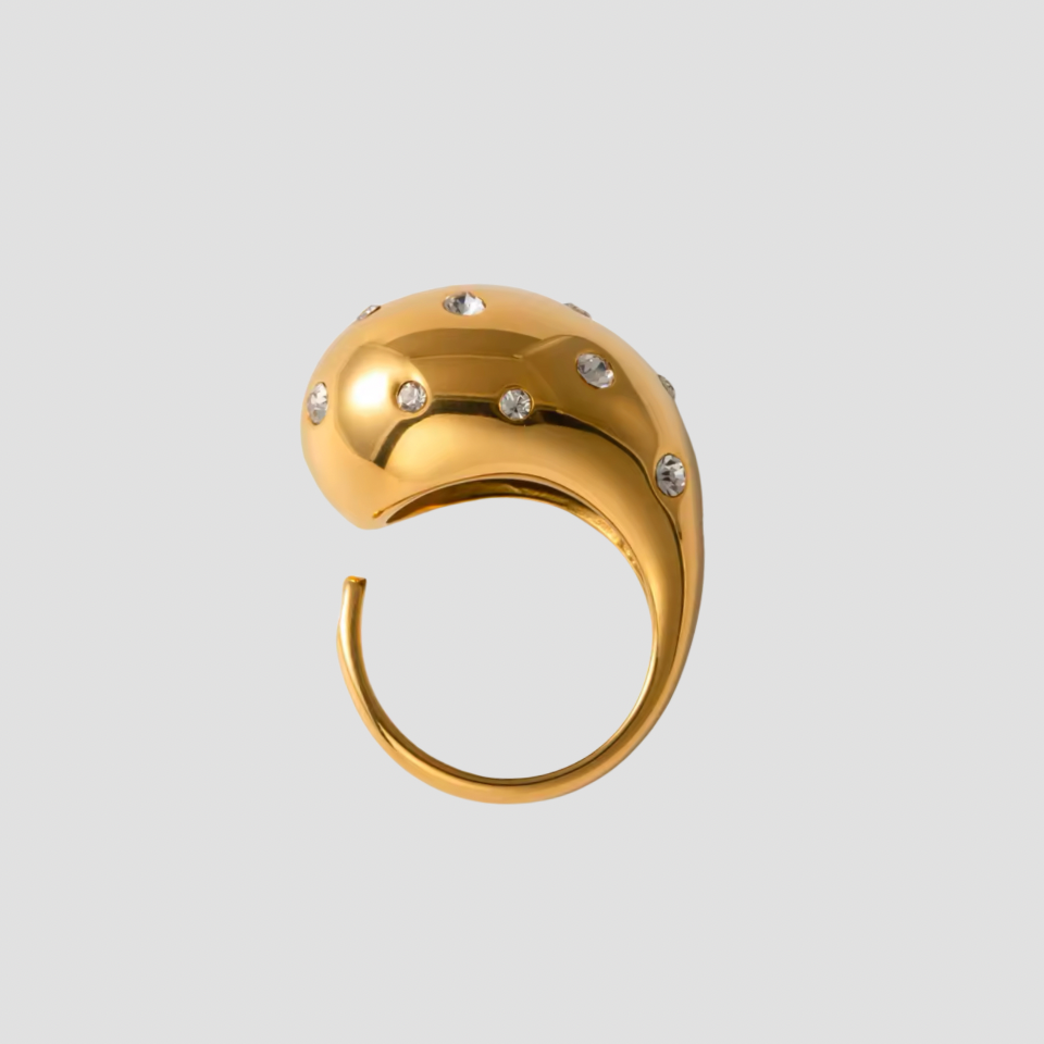 XL Teardrop Gemstone 18k Gold Ring - GRISÉ NYC 